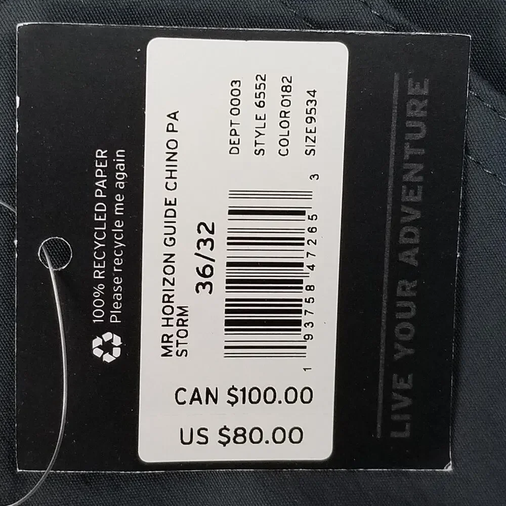 Eddie‎ Bauer Horizon Guide Chino Pants Mens 36x32 Storm Gray Straight Leg